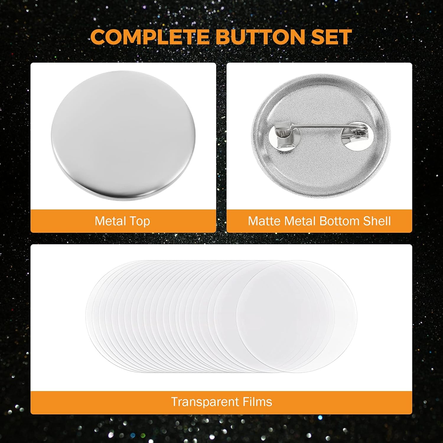 BEAMNOVA 25mm Button Maker Machine + 300 Sets of Supplies (200 Standard, 100 Matte Metal)