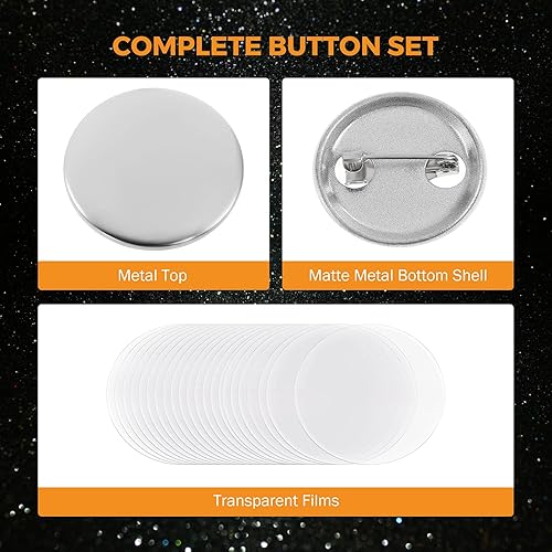 Miniatura 2 de BEAMNOVA 100 juegos de suministros de botones de metal en blanco de 0.984 in  0.98 pulgadas (aproximadamente 1 pulgada) para máquina de hacer