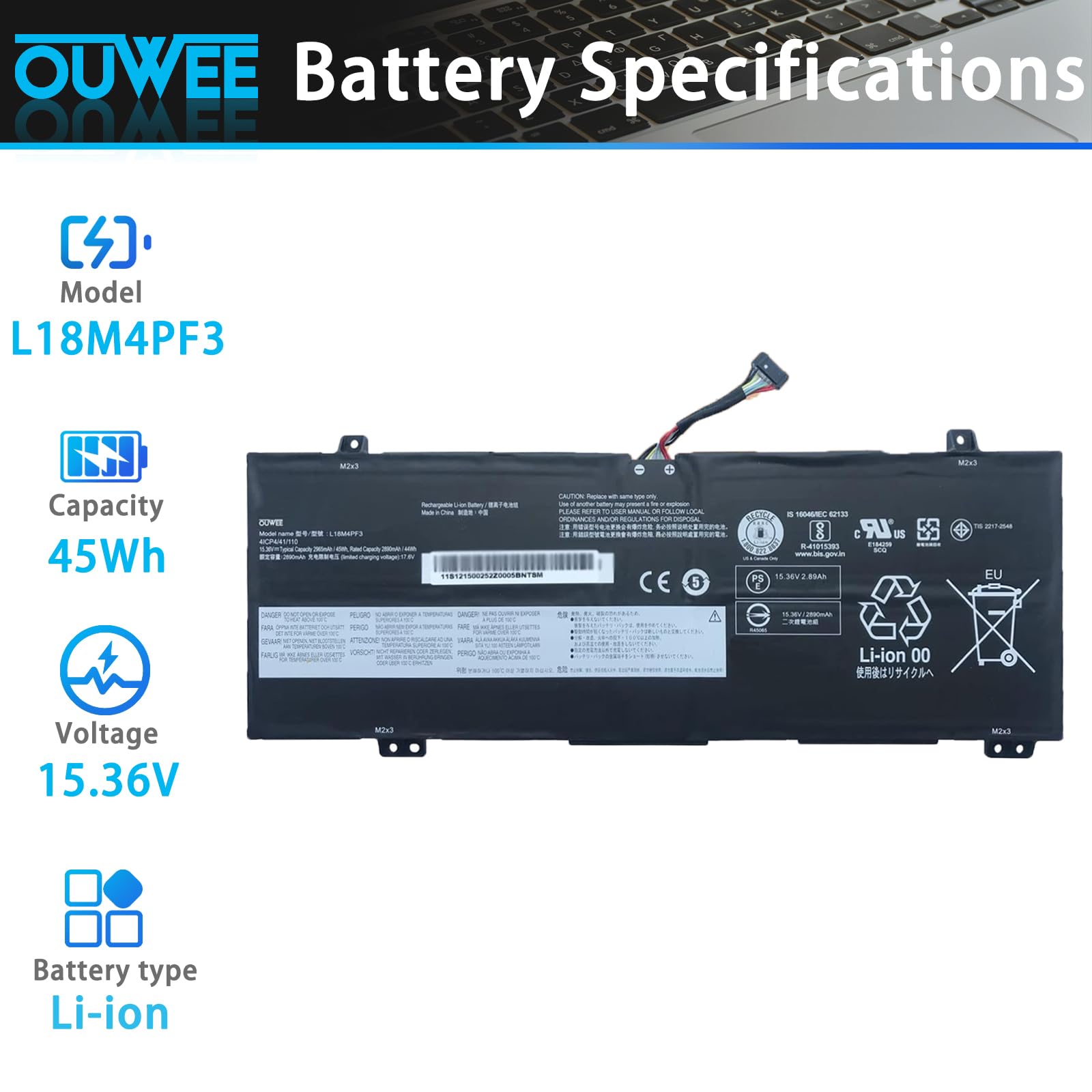 Amazon.com: OUWEE L18M4PF3 Laptop Battery Compatible with Lenovo