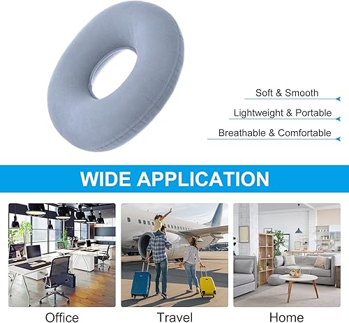 Miniatura 6 de PATIKIL Cojín de asiento inflable, cojín de dona portátil para asiento de apoyo lumbar, almohada para sillas de ruedas, sillas de oficina,