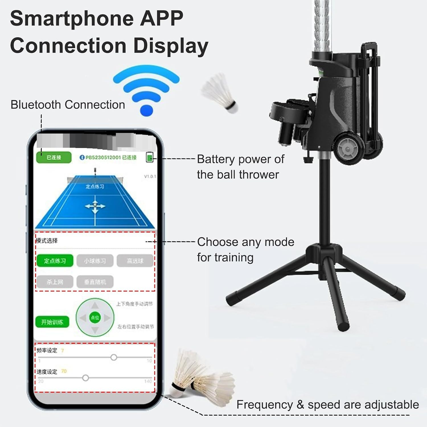 Máquina de Entrenamiento de Badminton, alimentador automático de Shuttlecock, Altura Ajustable para la práctica Interior y al Aire Libre