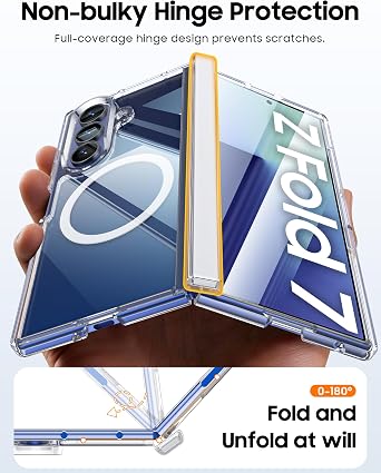 Vizvera for Samsung Galaxy Z Fold 7 Case Clear/Z-Fold-8 Ultra Case Clear,[Magnetic Power][Hinge Protection][Slim][Front Screen Protector] Shockproof Phone Case (Clear)