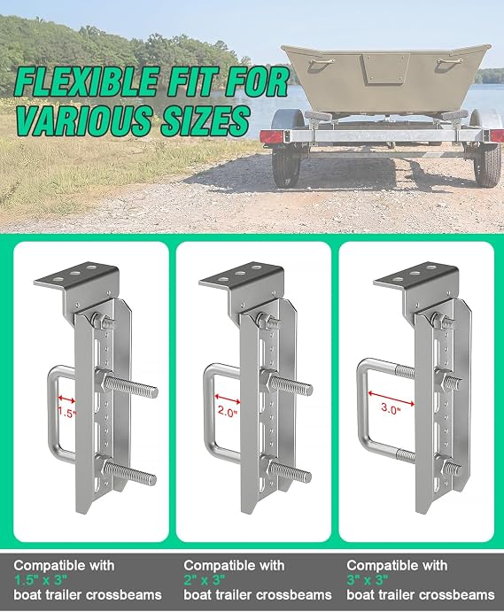 Heavy Duty Boat Trailer Bunk Brackets, 4 PCS 8 Galvanized Swivel Top Bunk Bracket Kit for 1.5 x 3, 2 x 3, 3 x 3 Boat Trailer Crossmember