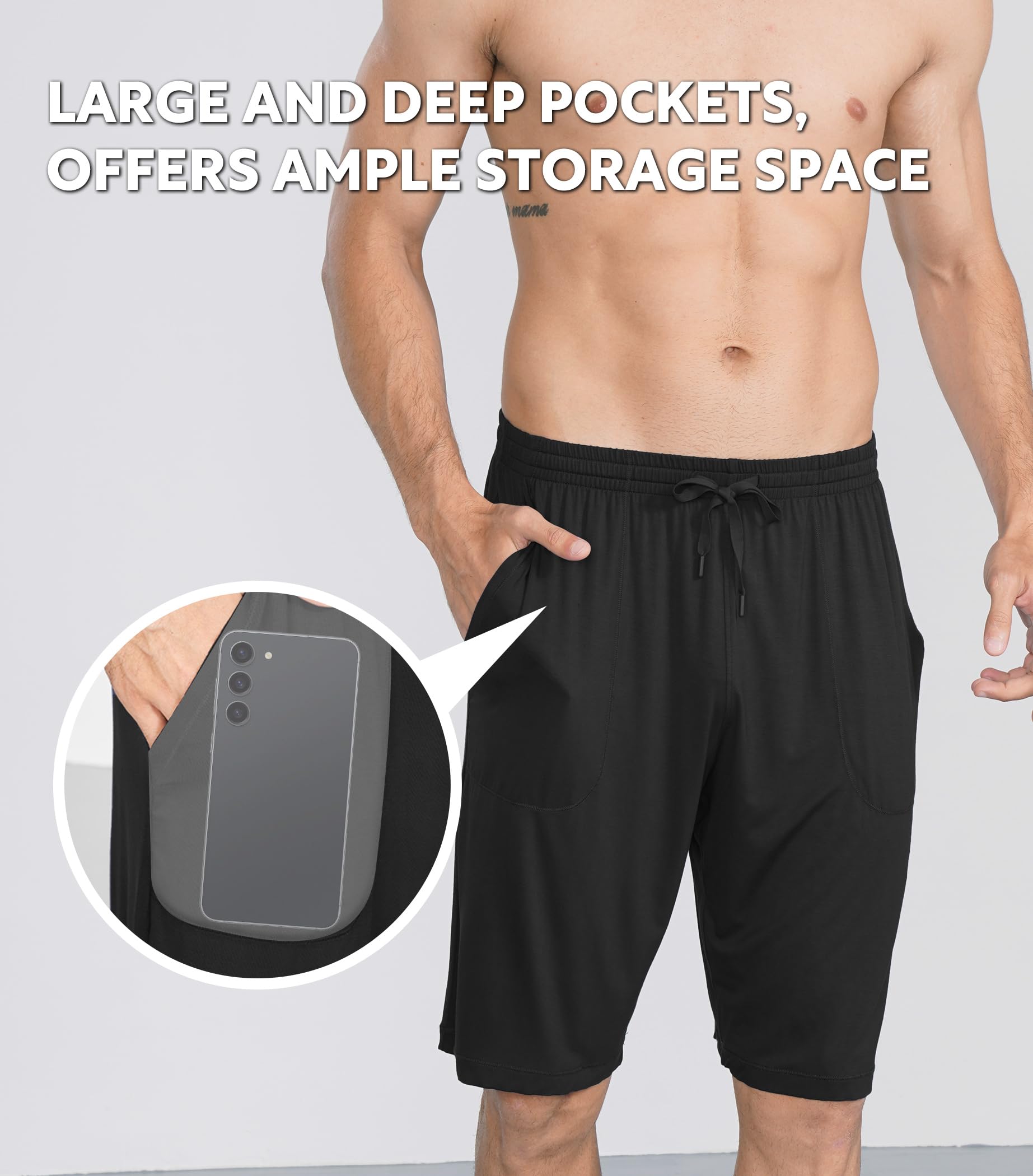 DAVID ARCHY Bas de Pyjama pour Hommes, Pantalon de Pyjama Court pour Hommes, Vêtements de Nuit pour Hommes des Shorts Pantalons Vêtements de Nuit, Confortable et Doux Cotton Pantalon Shorts,Lot de 2