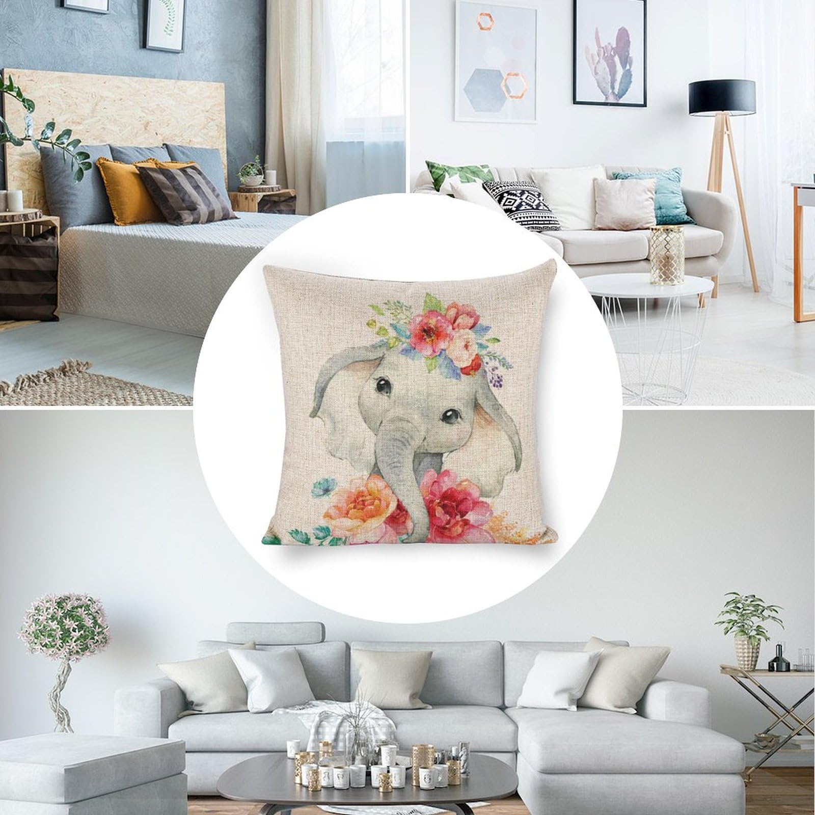 Icotoibabie Heron In Weeds Linen Throw Pillow Cover 18x18 Inch - Reversible Watercolor Design For Sofa & Bed