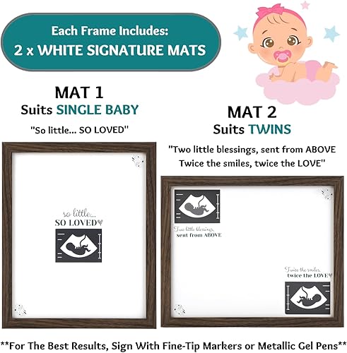 Miniatura 9 de Marco para libro de invitados para baby shower (con 2 alfombrillas para bebés solteros o gemelos), marco de fotos grande para firmar con ecograma,