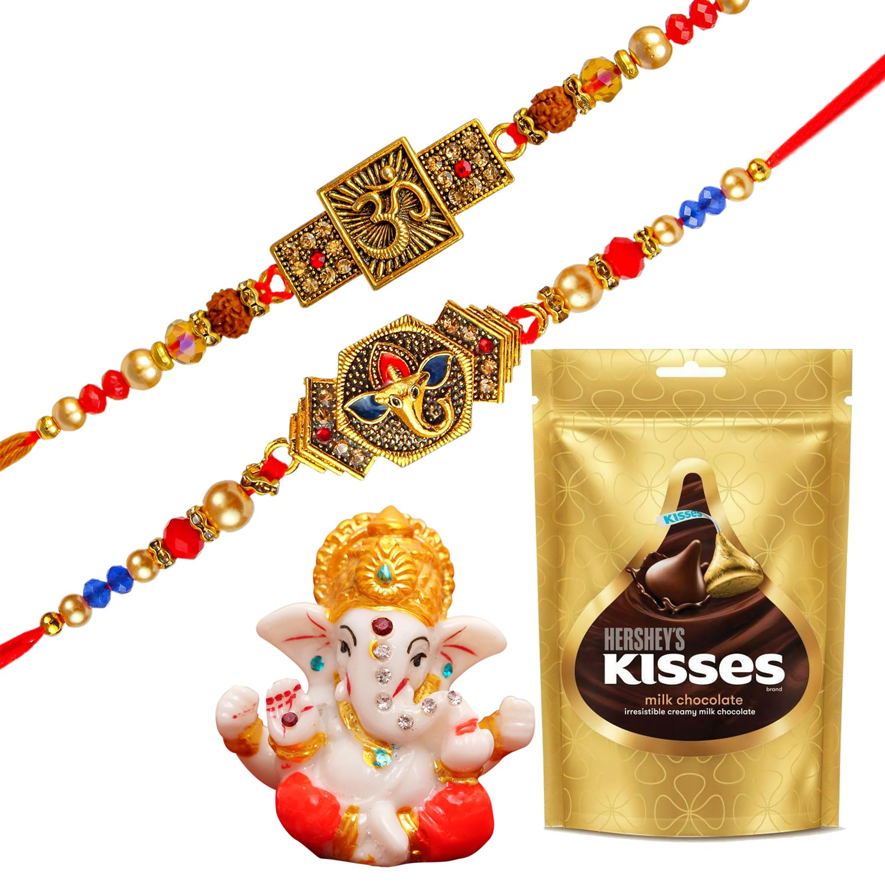 TIED RIBBONS Rakhi Gift for Brother with Chocolate - Set of 2 Designer Rudraksh Rakhi for Brother Bhaiya with Hersheys Kisses Chocolates Pack and Mini Ganesh Idol (B0B63ZLKZR) Amazon Price History, Amazon Price Tracker