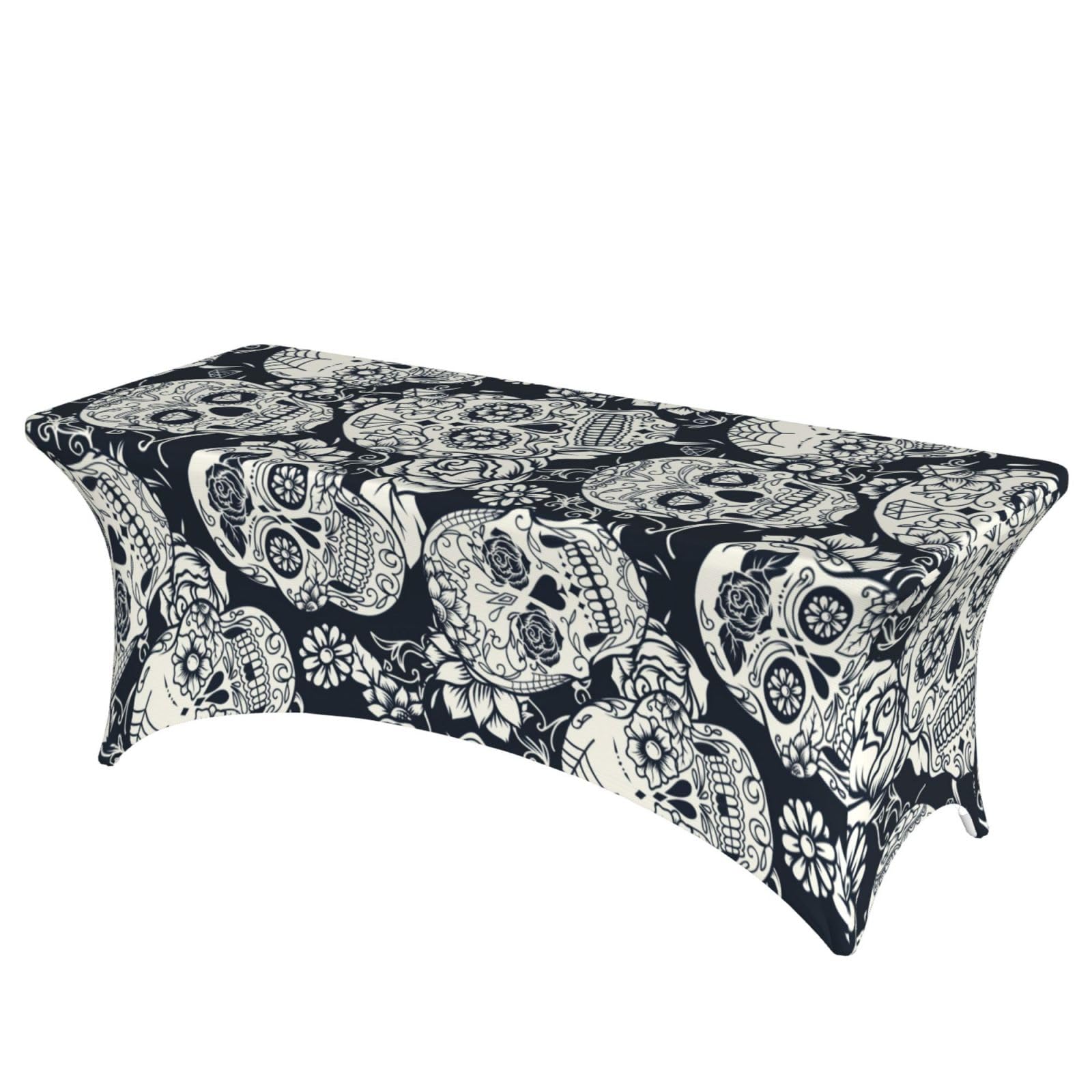 ERCgad Floral Skull Print Rectangular Tablecloth Dining Banquet Party Events Home Celebration Table Cover