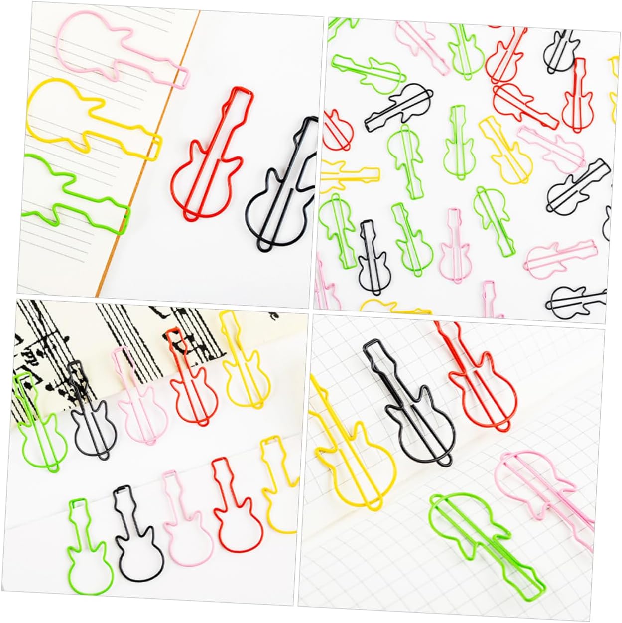 Cute Guitar Bookmark Paper Clips 50pcs Metal, Sturdy Office Accessory image 3