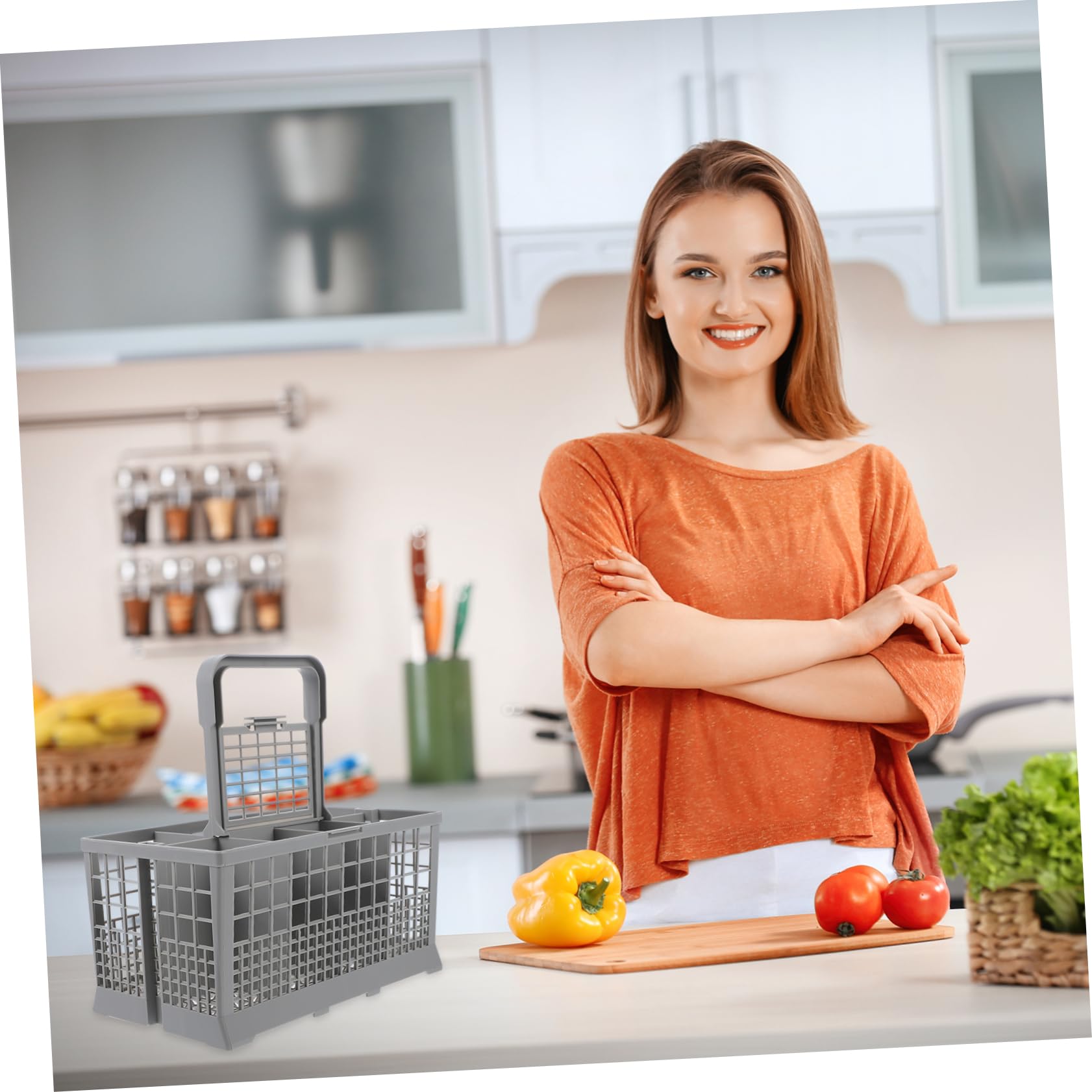 LABRIMP Cesta para Vajilla 2 Piezas de Plástico Blanco para Cocina