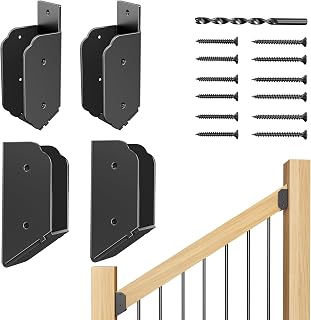BYMECOST 2x4 Stainless Steel 35° Deck Railing Stair Connectors - Heavy-Duty Wood Post Brackets for Secure Handrail Installation (2 Pairs)