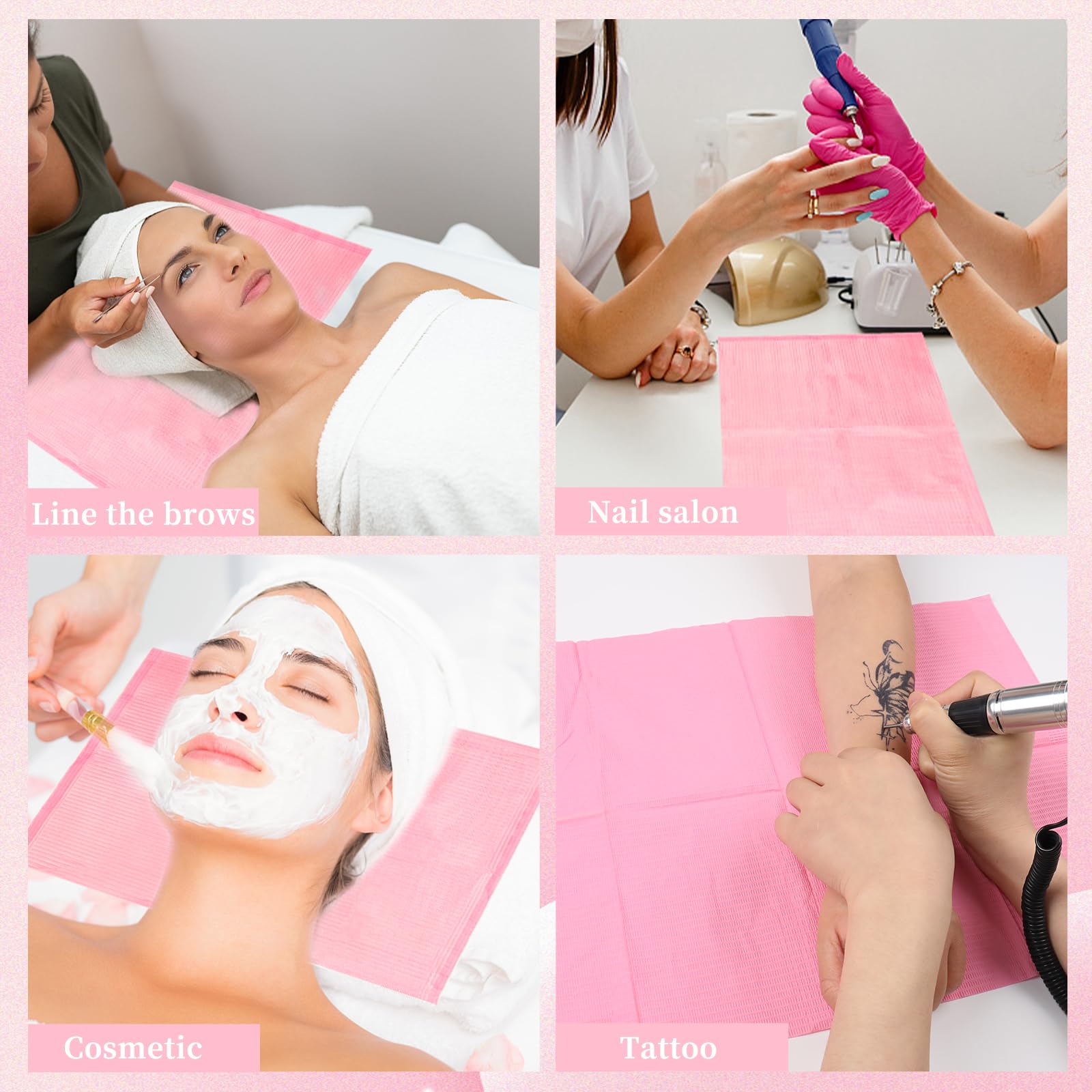 YINGJEE 125Pcs Nail Art Table Mats, Disposable Nail Tips Art Table Towels Mat - Image 3