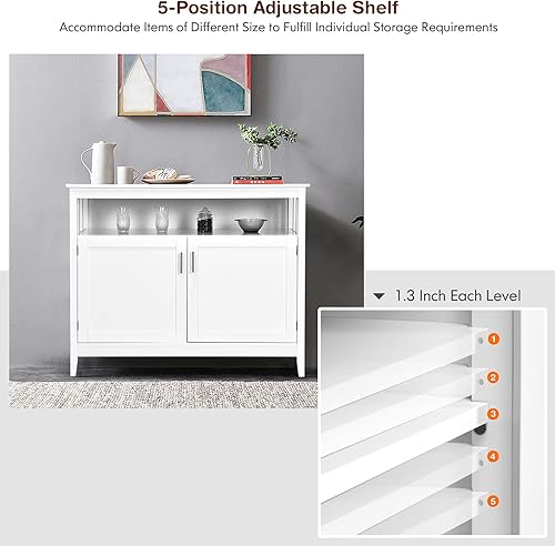 Miniatura 4 de Gabinete de buffet con almacenamiento, barra de café con puertas, mesa de consola de aparador de cocina, estante ajustable, almacenamiento de licor