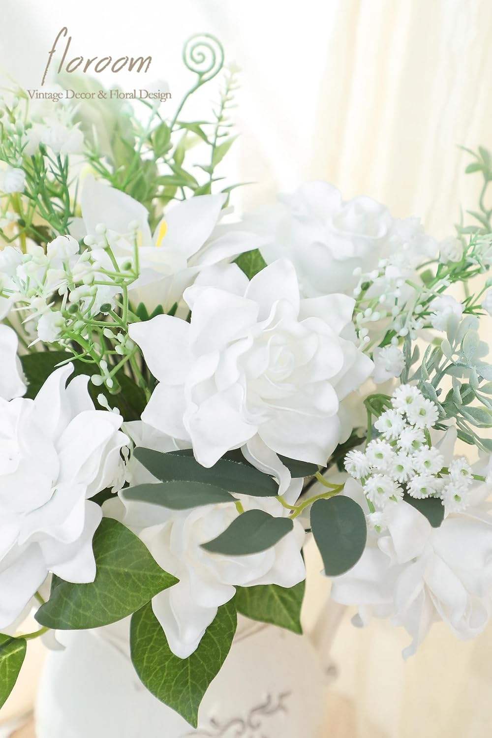 Floroom Artificial Gardenia Flowers 2.7" 25pcs Real Looking White Foam Fake Flowers with Stems for DIY Wedding Bouquets Bridal Shower Centerpieces Floral Arrangements Party Tables Home Decorations - Image 5