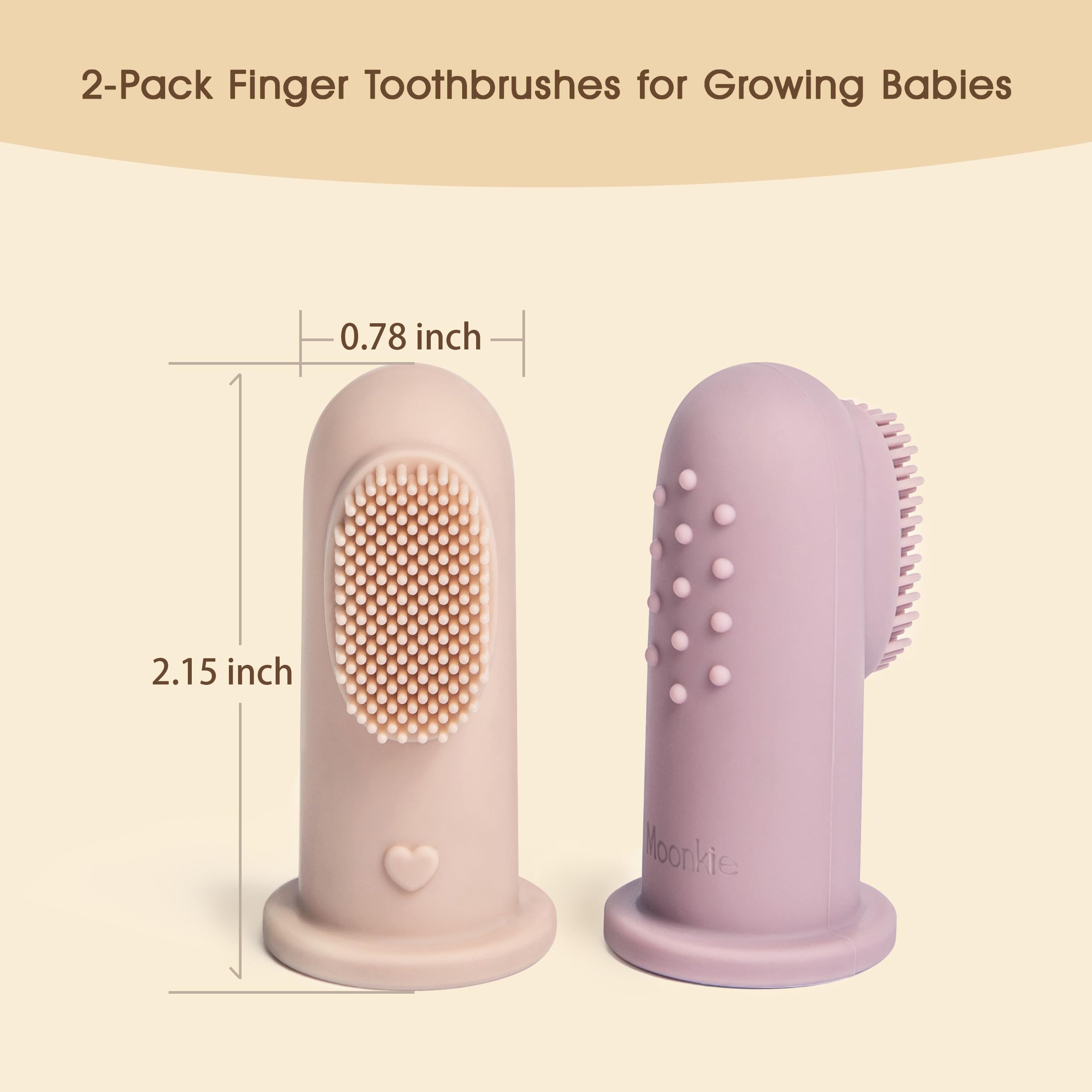 Moonkie Szczoteczka do Zębów dla Niemowląt, 2 szt Silikonowa Szczoteczka do Zębów Finger, bez BPA, Miękka i Wygodna, Masażem Dziąseł, Baby Oral Cleaner od 3 Miesięcy(Szaroniebieski/Mięta)