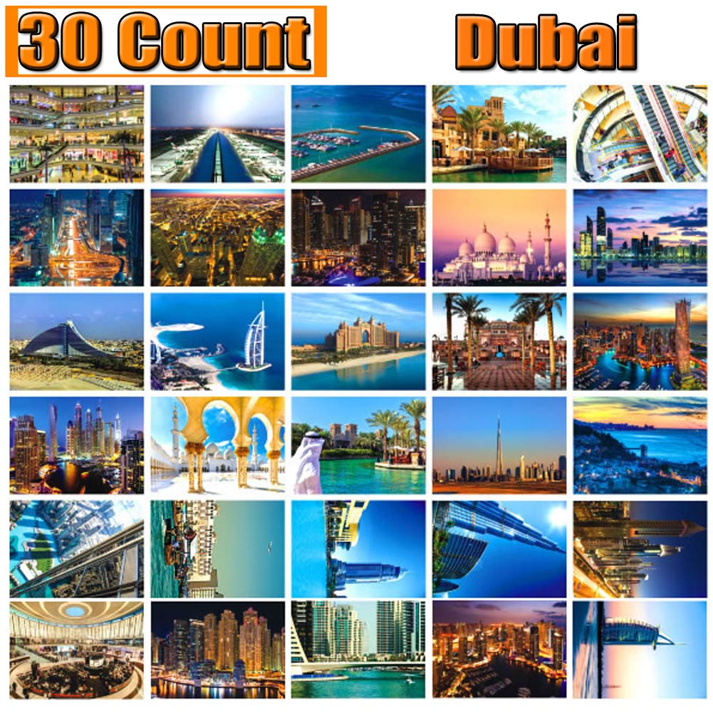 Postcards 30 Count Postcard Maldives Dubai Self Mailer Postcards Mailing Side Travel Greeting Cards Famous Scenery Thanksgiving Traveling Cards Collection Postcards (Dubai)