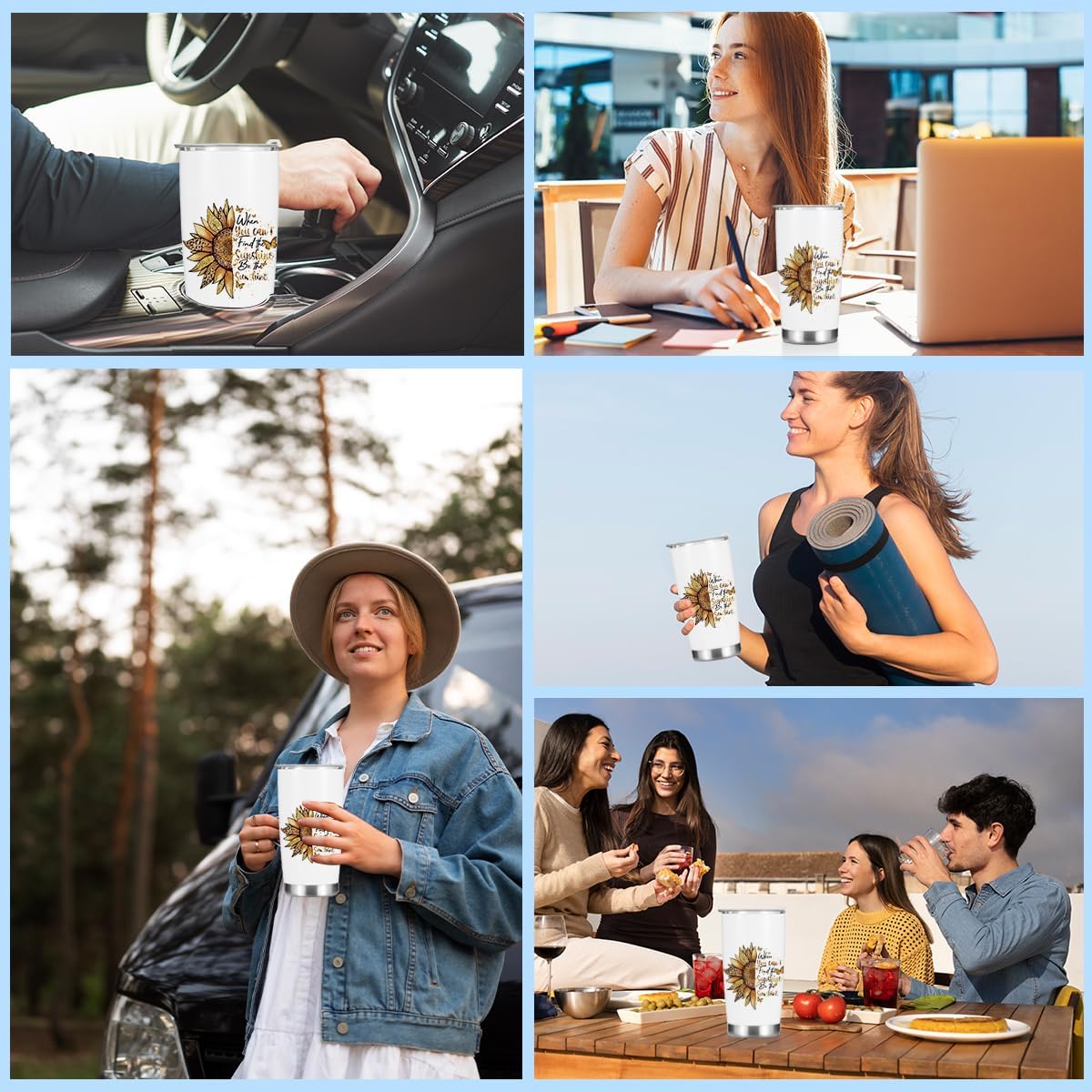 Sunflower Gifts for Women Tumbler, Positive Sunflower Stuff Accessories Birthday Christmas, Inspirational Sunshine Butterfly Coffee Mug Stainless Steel Vacuum Insulated Double Wall Travel Cup 20oz - Image 5