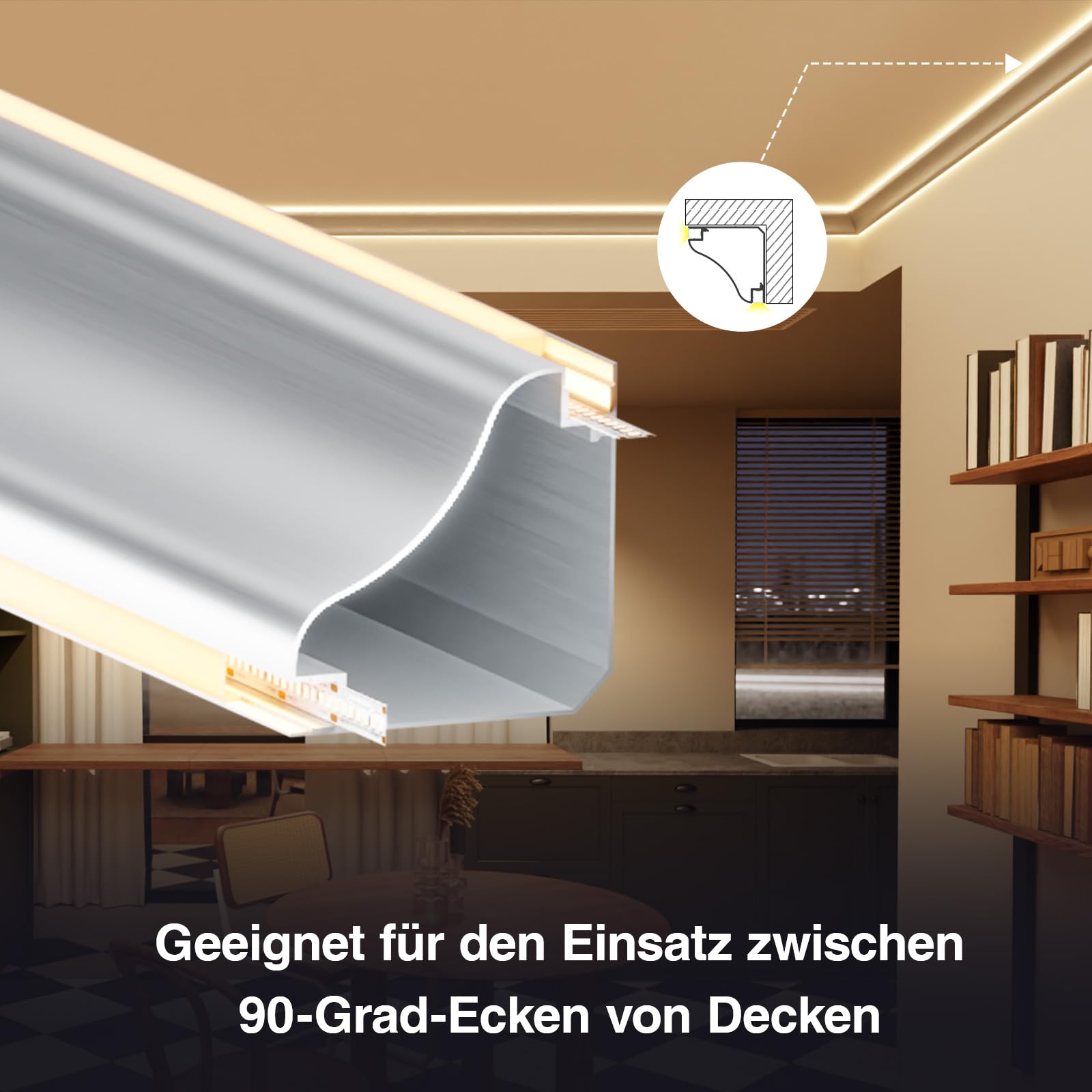Profil aluminiowy do taśm LED, ekranowanie matowe 2 m x 5 szt., szerokość 2 m x 69,1 mm x 69,1 mm, pasuje do taśm świetlnych różnych producentów, maksymalna szerokość 9,6 mm