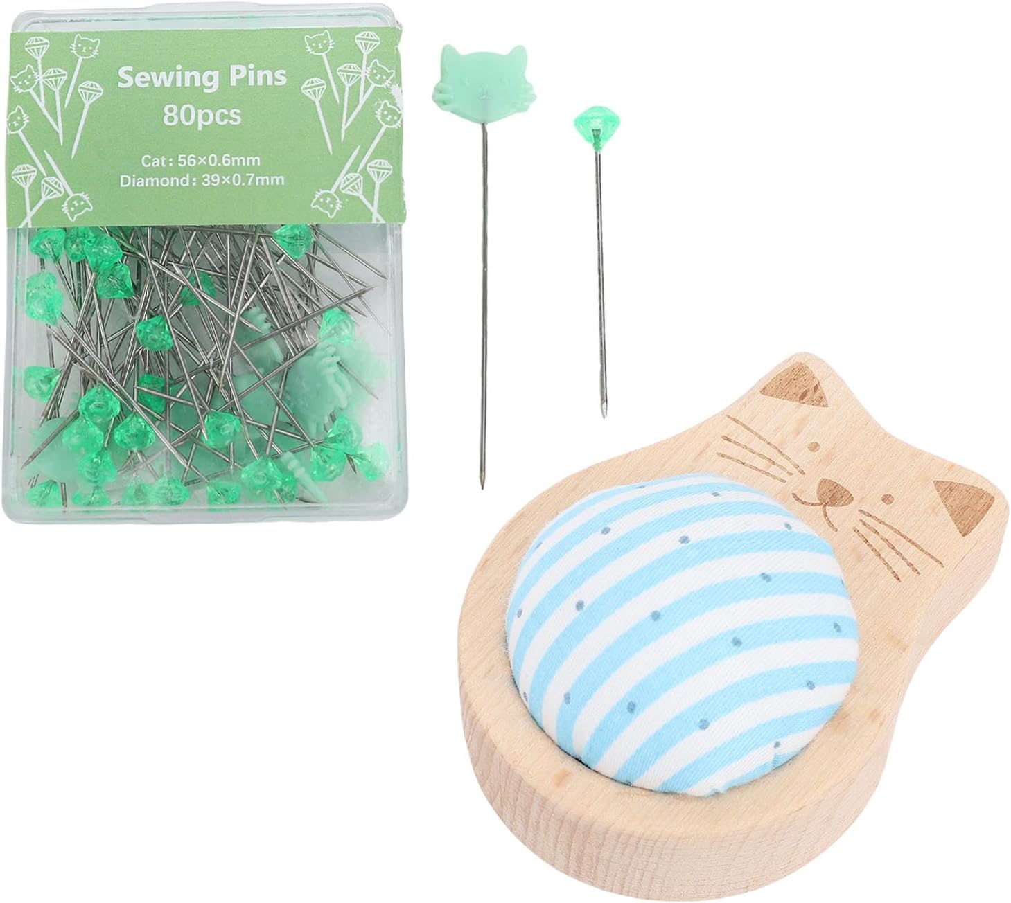 VINGVO Straight Pins Pin Cushion Set, 80Pcs Garment Positioning Pins, Needle Cushion Set for Quilting & Marking