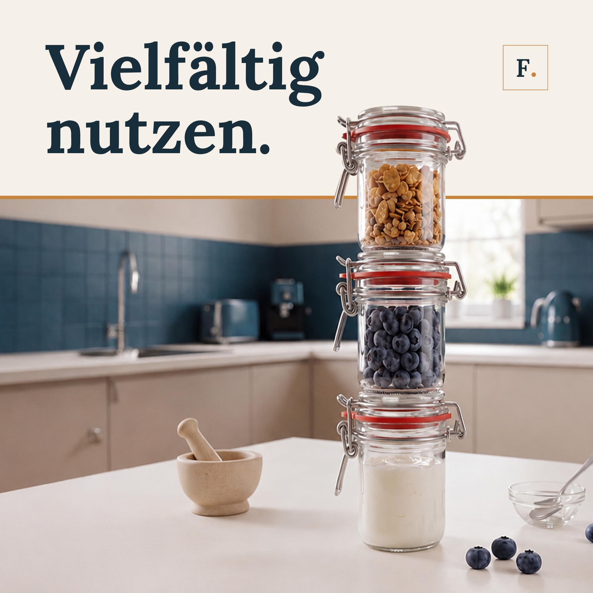 Bauer Flaschenbauer - Juego de 12 tarros de almacenamiento con gancho de alambre de 277 ml, adecuado como tarro para conservas y fermentación, para almacenamiento, relleno, tarros vacíos con gancho de