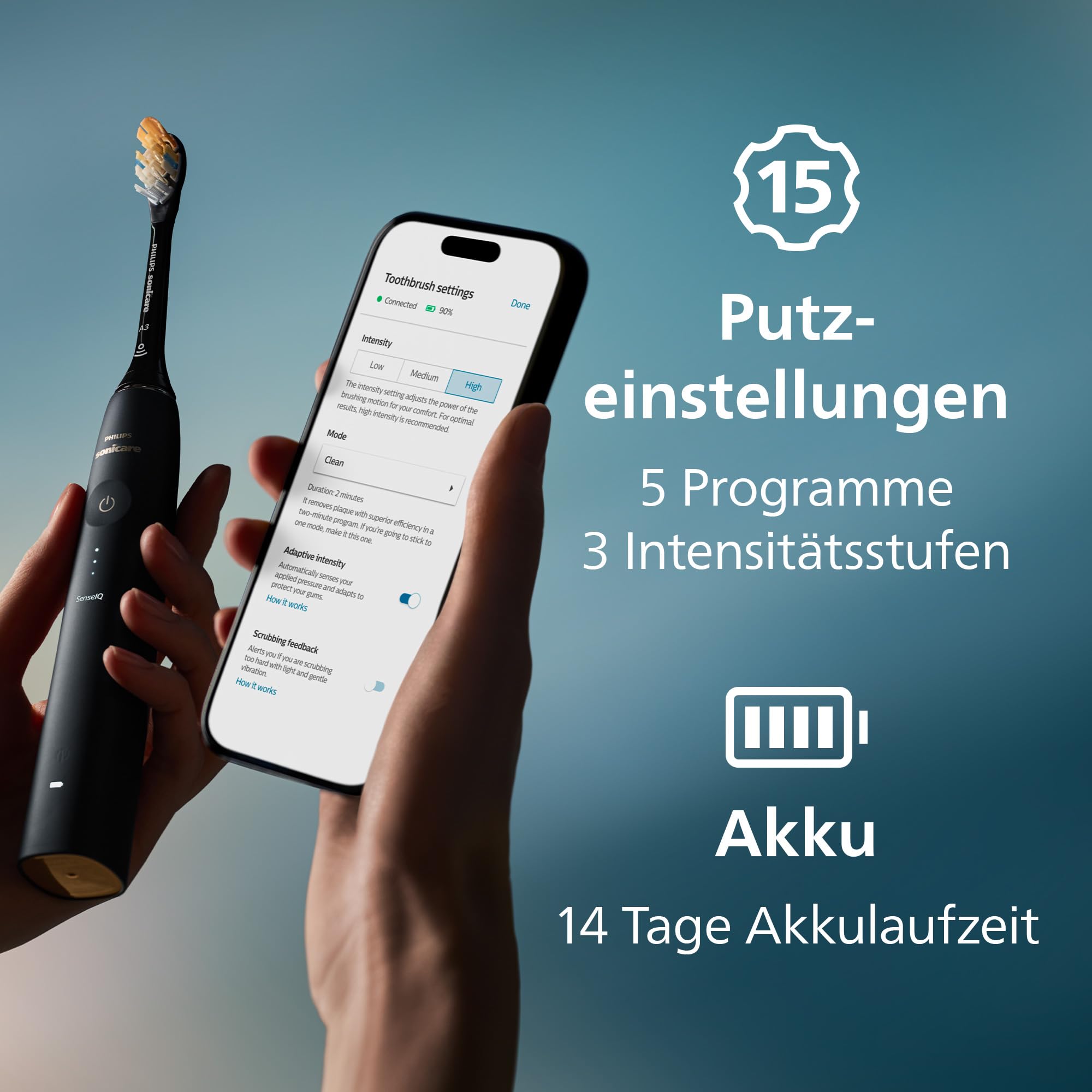 Philips Sonicare DiamondClean Prestige 9900 elektrische Zahnbürste - Schallzahnbürste mit SenseIQ, A3 Premium-All-in-One-Bürstenkopf und Ladeetui in Mitternachtsblau (Modell HX9992/12)