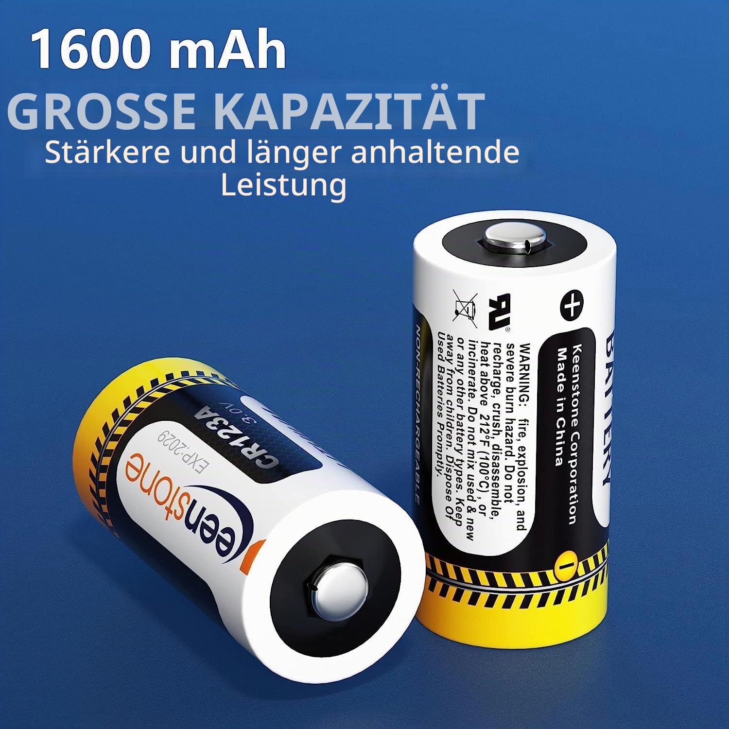Keenstone CR123A 3V Lithium, 1600 mAh 18 Stück Batterie CR123A für Taschenlampe, Digitalkamera, Camcorder, Spielzeug, Taschenlampe 【Nicht für Arlo】
