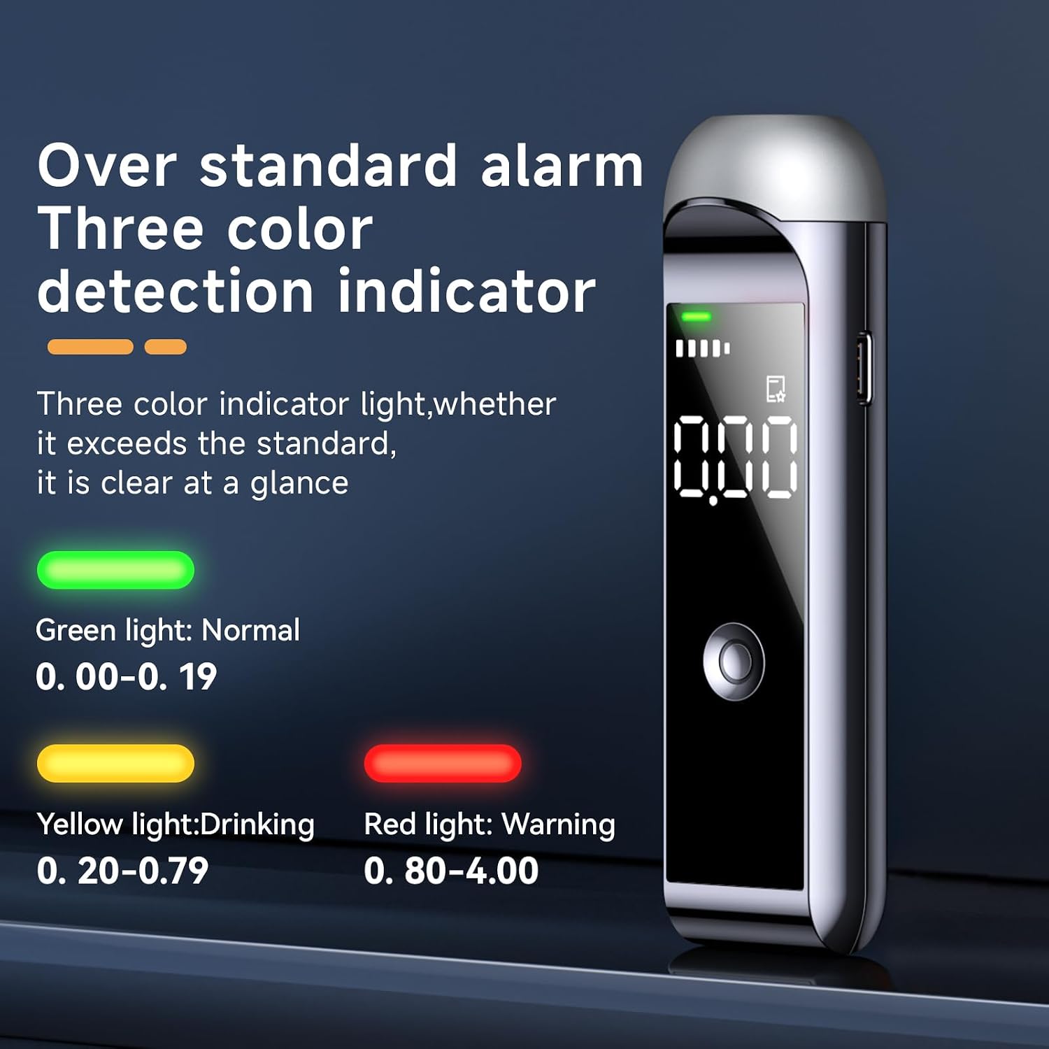 Breathalyzer,Portable Digital Alcohol Tester-Non-Contact,USB-C Rechargeable,Pocket-Sized LCD Screen-Breathalyzer Test for Home & Personal Use