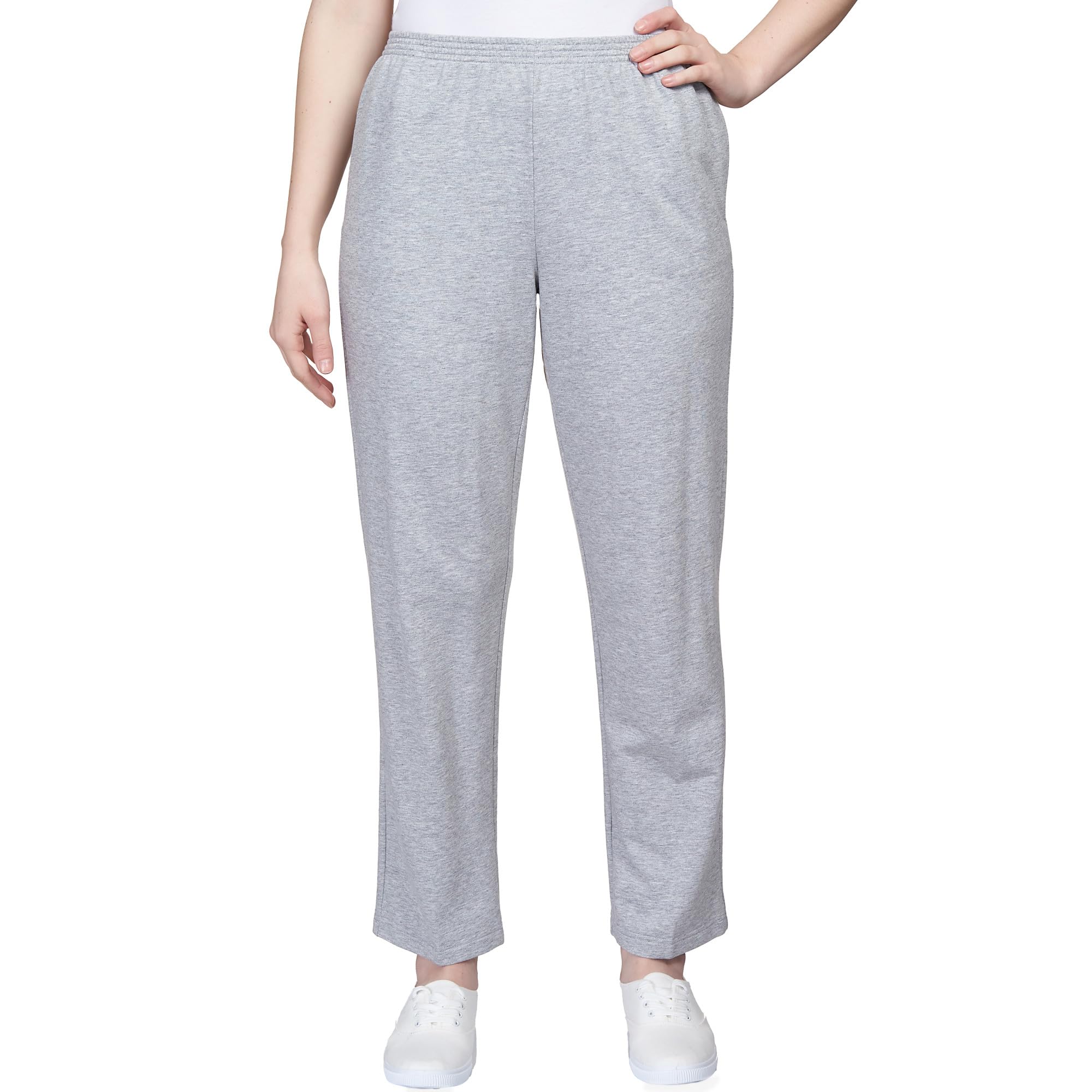 Alfred Dunner Womens French Terry Elastic Waist Short Length Pant Size M Grey