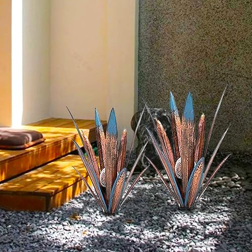 Miniatura 7 de 2 piezas de escultura rústica de tequila planta de agave de metal decoración del hogar decoración rústica de agave de metal pintada a mano adornos