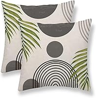 Vista 21 de Juego de 2 fundas de almohada bohemias de 20 x 20 pulgadas, con hojas bohemias abstractas de mediados de siglo, decorativas, para exteriores, fundas