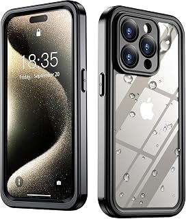SPIDERCASE ONLY Designed for iPhone 15 Pro Max Case Waterproof, Black/Clear