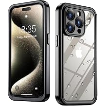 SPIDERCASE ONLY Designed for iPhone 15 Pro Max Case, 12FT Military Heavy Duty Rugged IP68 Underwater Sealed Protection Phone Case 6.7, [Built-in Camera & Screen Protector], Black/Clear