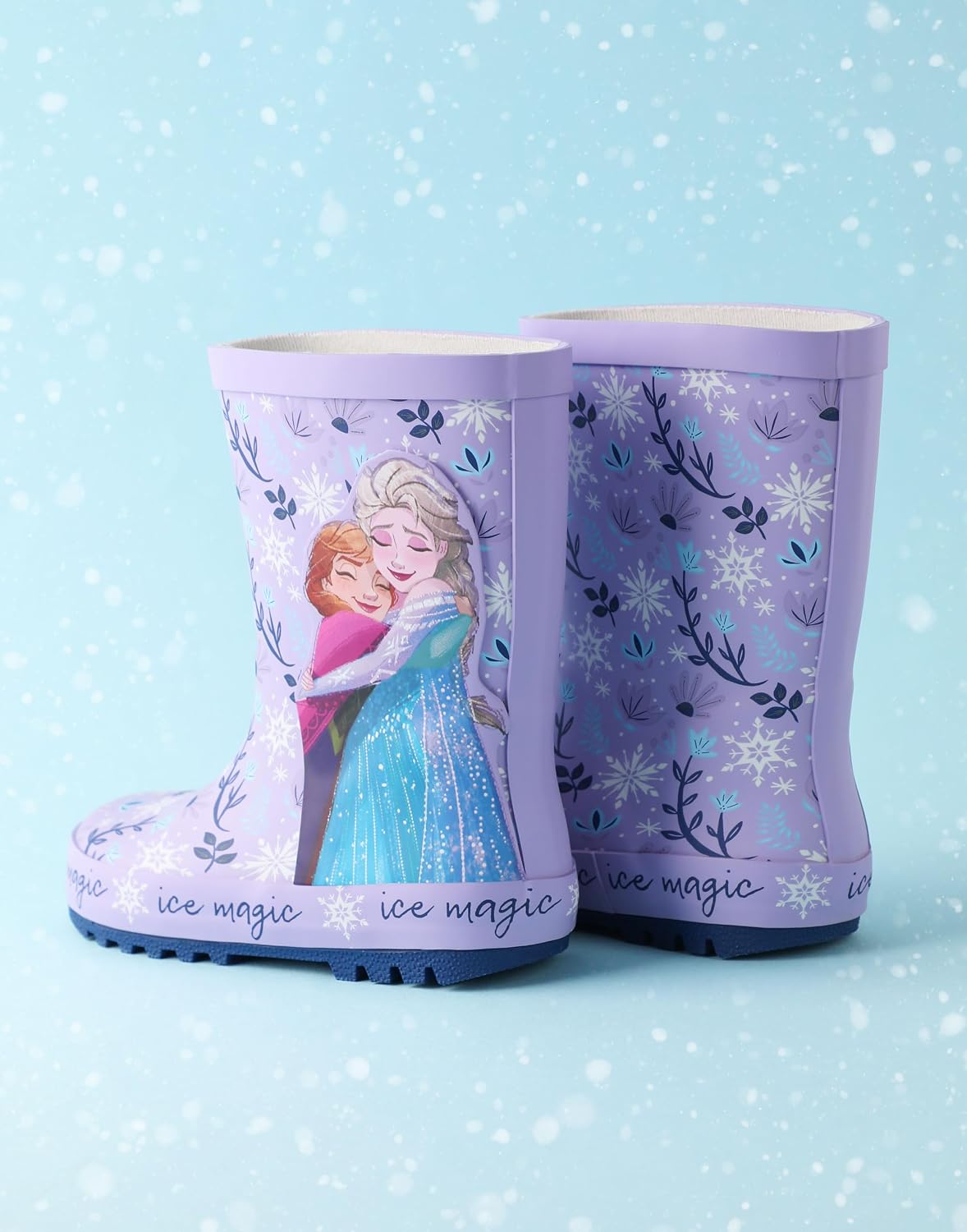Disney Frozen Girls Purple Anna & Elsa Storm Boots | Waterproof Rain Boots for Outdoor Play in Wet Weather Merch