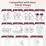 Nursi Luna Flange Inserts 10PCS 13/15/17/19/21mm for 24mm Flanges/Shield, Flange Sizing Kit Silicone Flanges Insert, Breastfeeding Essentials Kit for New Moms