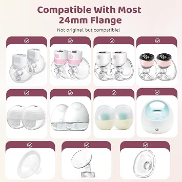 Nursi Luna Flange Sizing Kit for 24mm Breast Pumps, 10PCS | 13/15/17/19/21mm Flange Inserts, Nipple Measurement Tool, Fit Electric & Manual Pump, Soft Silicone, Enhanced Pumping Comfort