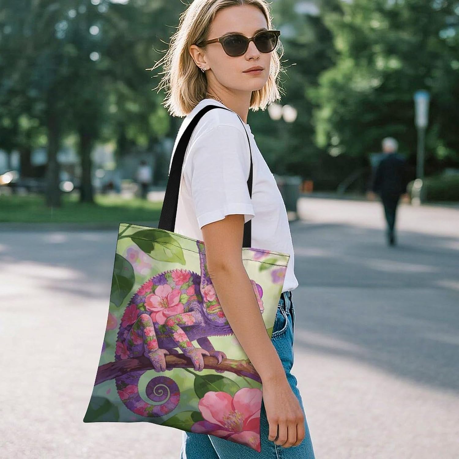 Florals Chameleon Tote Bag Large Treat Bags for Women Men image 2