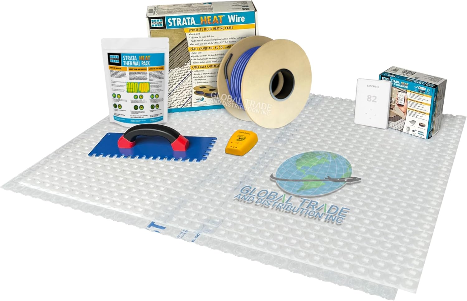 All-in-one Electric Radiant Floor Heating Kit 30 Sq Ft 120V with WiFi Programmable Thermostat, Heat Uncoupling Membrane, Underfloor Heat Cable, Installation Tools