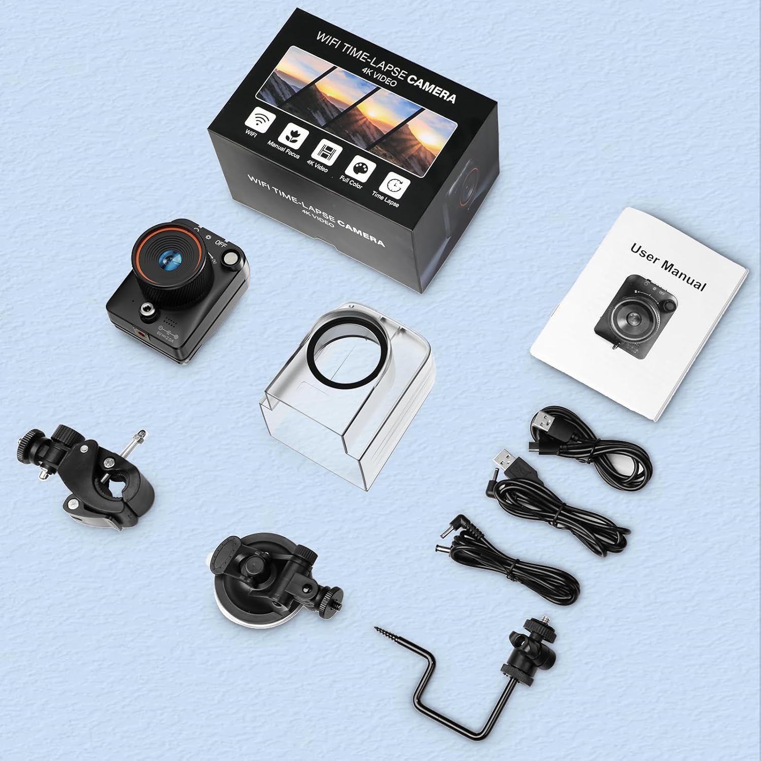 Time Lapse Camera WiFi Construction Outdoor,4k Timelapse Video Camera Captures Plant Growth,City Traffic,Gifts Idea,Nature,Weather Records,110°Angle View,6 Months Battery Life,Include TF Card