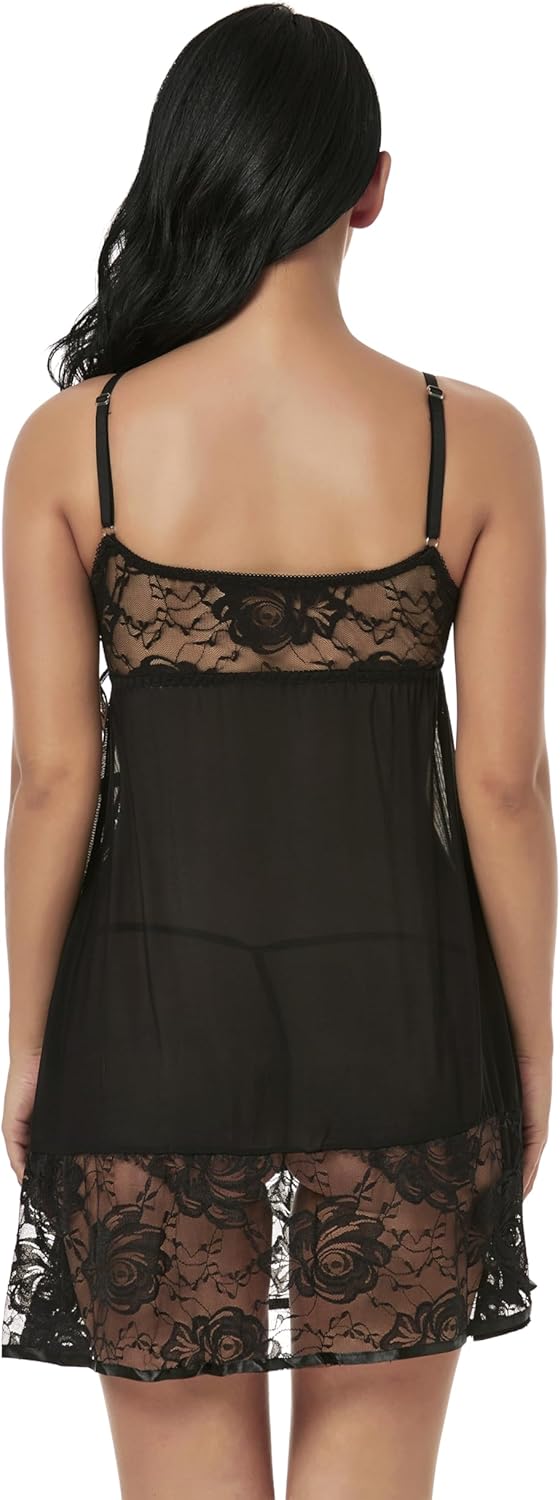 ADOREJOY Women's Lingerie Lace Babydoll Plus Size Sleepwear Nightwear Mesh Chemise - Image 6