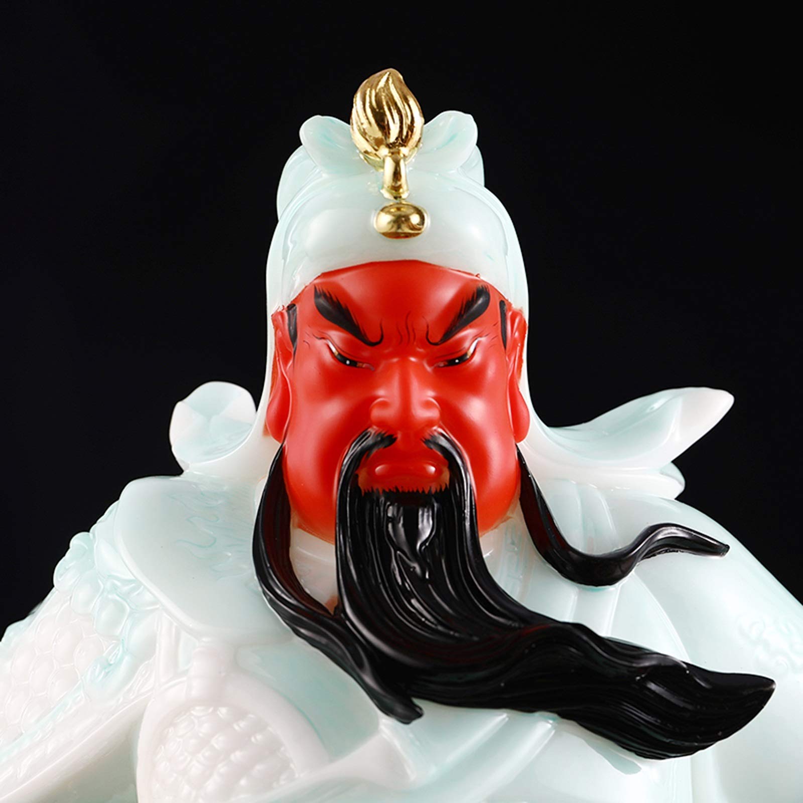 Statue di Buddha Artificiale Giada Buddha Statua squisita cinese Guan Guan Gong Decorazione Statua Guan Yu Buddha Statua Casa Soggiorno Casa Soggiorno Feng Shui Regalo 15 pollici Decorazione Feng Shui
