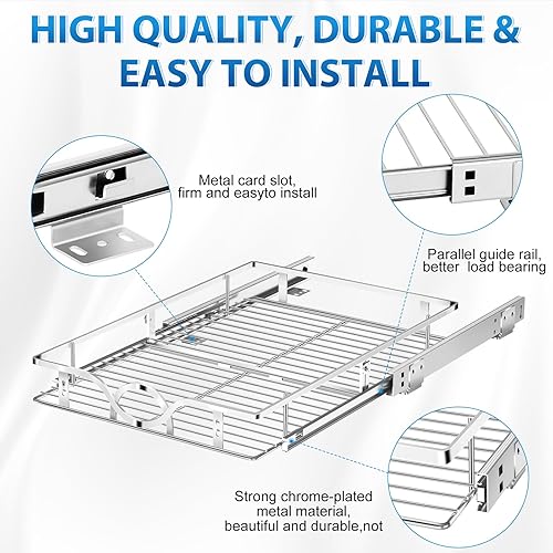 Miniatura 6 de Tksrn Organizador de gabinete extraíble (14 pulgadas de ancho x 21 pulgadas de profundidad), cajones de gabinete deslizantes para cocina,