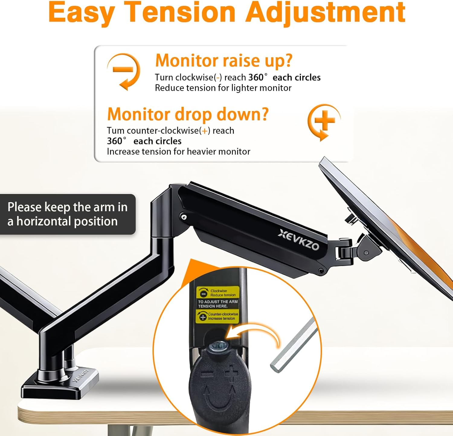 Dual Monitor Arms, Gas Spring Monitor Arms for 2 Monitors up to 34" Curved/Flat, 22lbs per Arm, VESA Mount 75x75 100x100mm, C-Clamp & Grommet Base, Adjustable Tilt/Swivel/Rotation