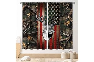 Rustic Hunting Deer Curtains: Woodland Camo Wildlife Splendor