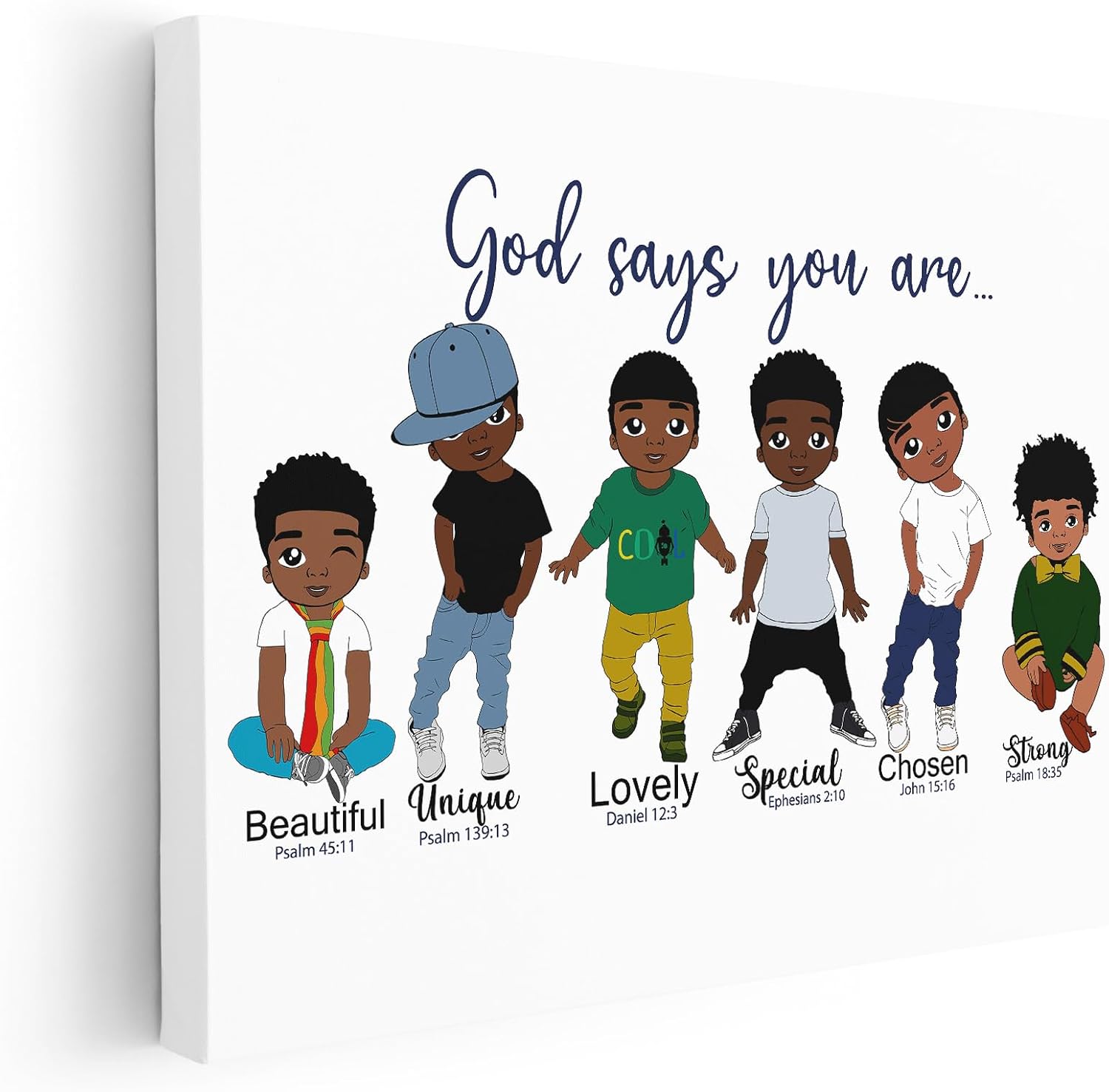 Poster Master God Says You Are Canvas - Bible Verse Print - African American Art - Gift for Men, Women & Parents - Inspiring Wall Decor for Bedroom or Kid's Room - 8x10 STRETCHED Canvas