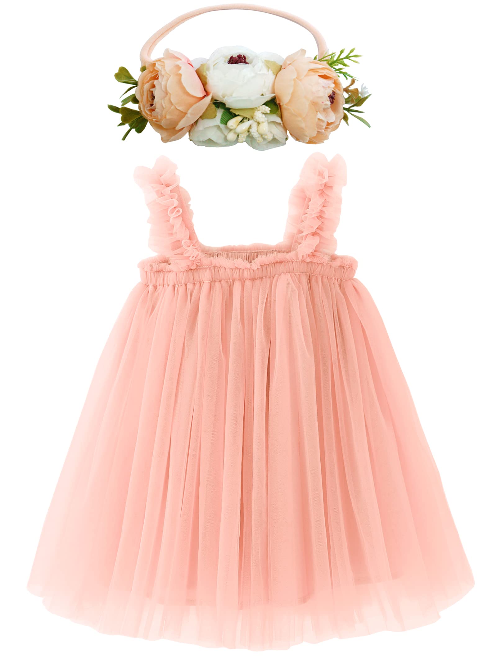 BGFKS Layered Tulle Tutu Dress for Toddler Girls,Baby Girl Rainbow Tutu Princess Skirt Set with Flower Headband.