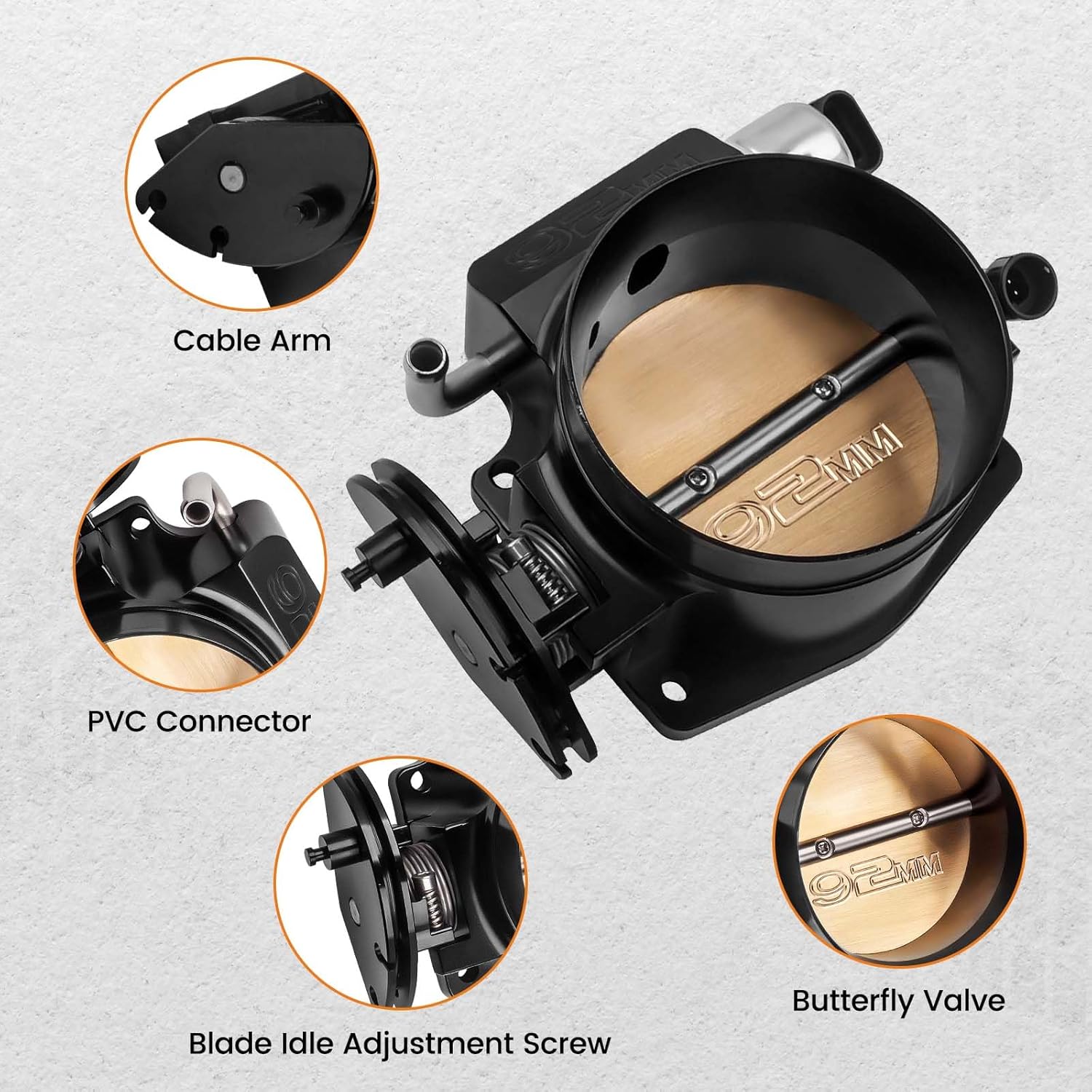 maXpeedingrods 92mm Throttle Body for LSX LS1 LS2 LS3 LS6 LS7 for GM Gen III with TPS IAC 4 Bolt
