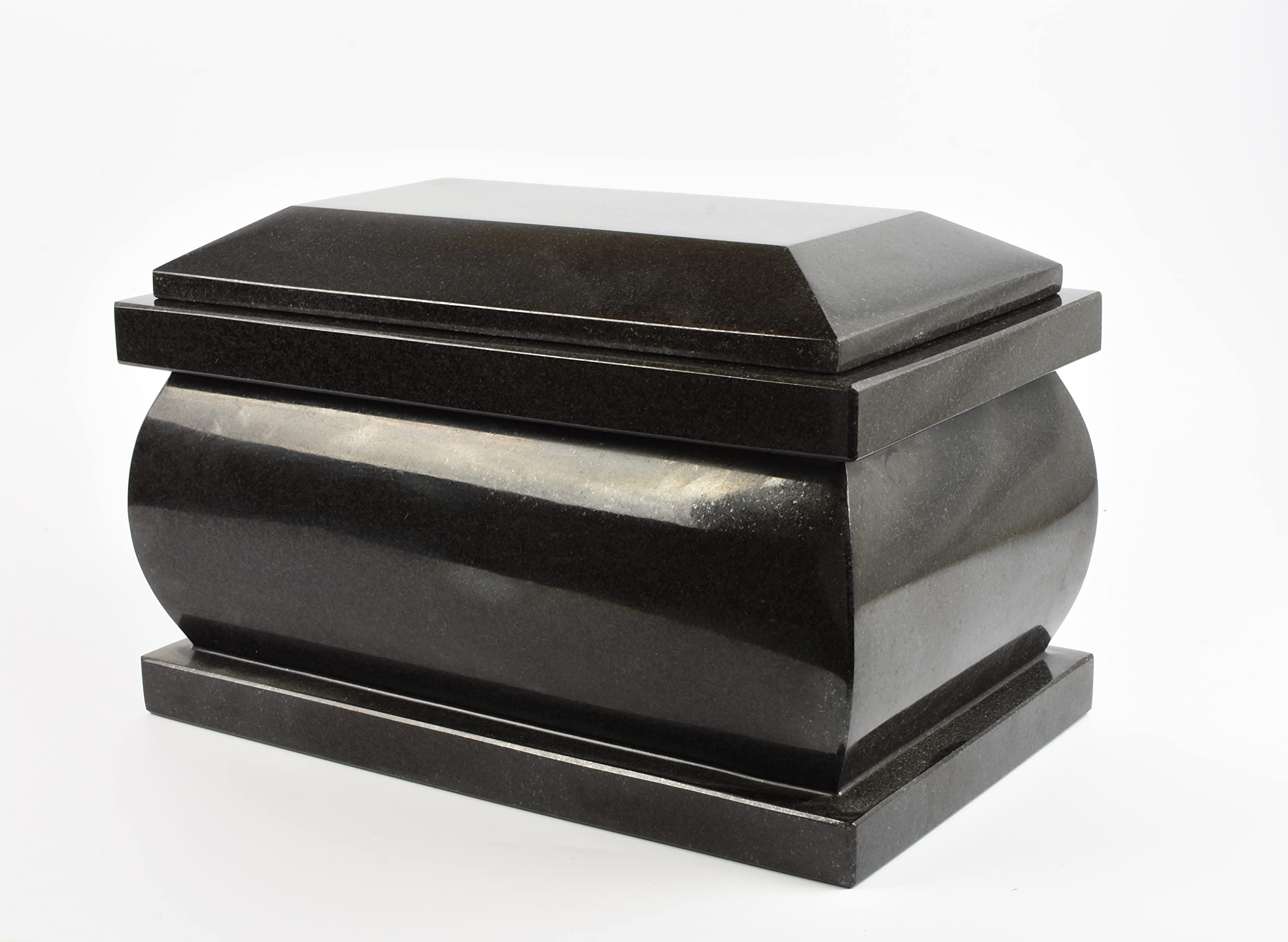 Extra Large Granite Stone Casket Urn, Adult Cremation Urn for Ashes, Outdoor/Indoor/Garden (Black) 103BKM