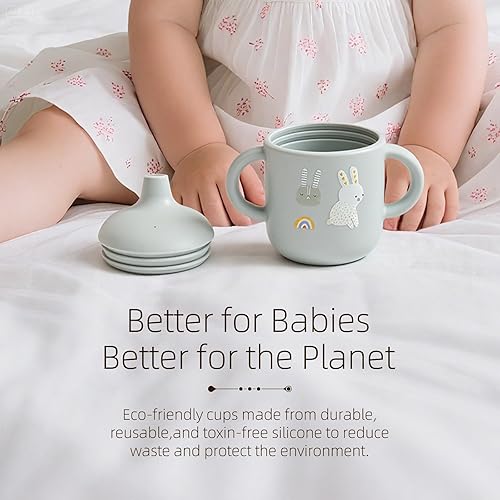 Miniatura 7 de Little Rawr Vaso de silicona de 6.1 fl oz con boquilla suave, fácil agarre, vasos para beber para niños pequeños de 1 a 3 años, vasos para bebés de