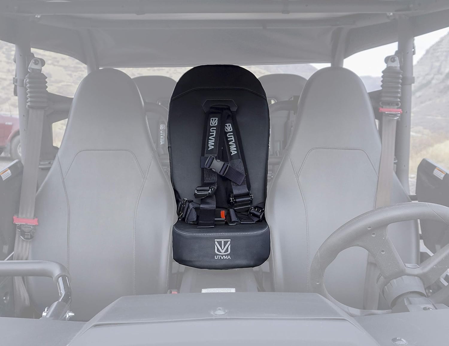 Front Bump Seat compatible with Yamaha Wolverine X2/X4 | Rmax2/Rmax4 | Jump Seat | Center Seat | Added Seating | Middle Seat with 4-Point Harness