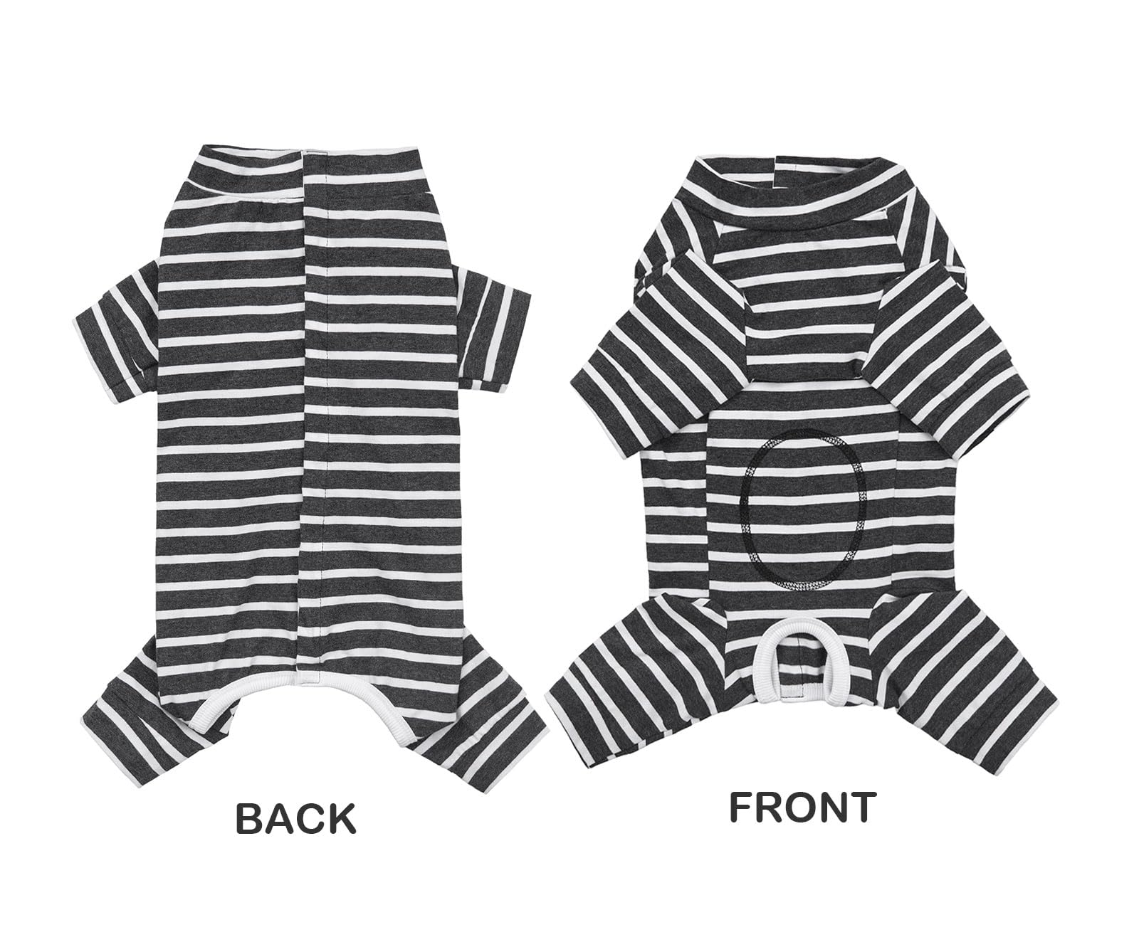 Small Dog Clothes Pajamas PJS,Pet Surger Recovery Suits Jumpsuit,Elastic Classic Stripes Pet Onesie Protect Joints Anti Licking For Cats Small Medium Dogs_2XL(Dark Gray) - Image 3